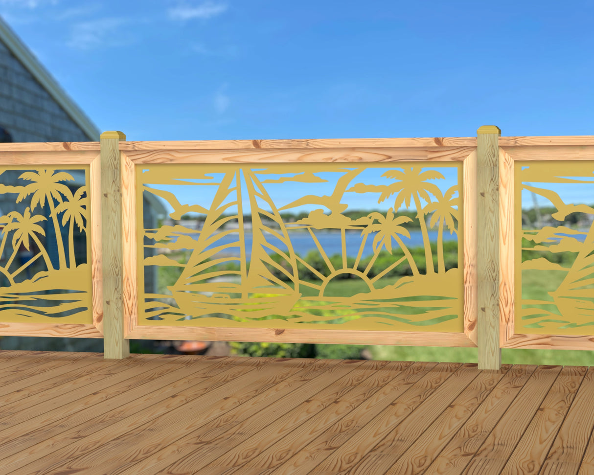 Sailboat at Sunset Railing Panel Insert