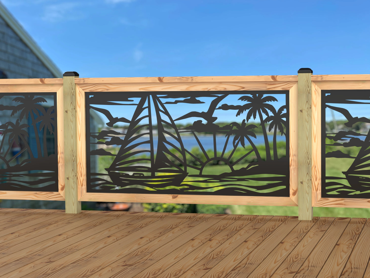 Sailboat at Sunset Railing Panel Insert