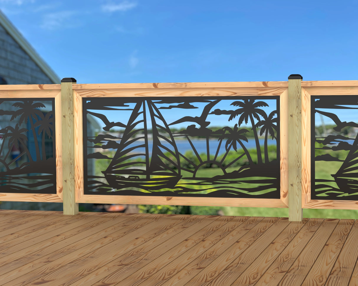 Sailboat at Sunset Railing Panel Insert