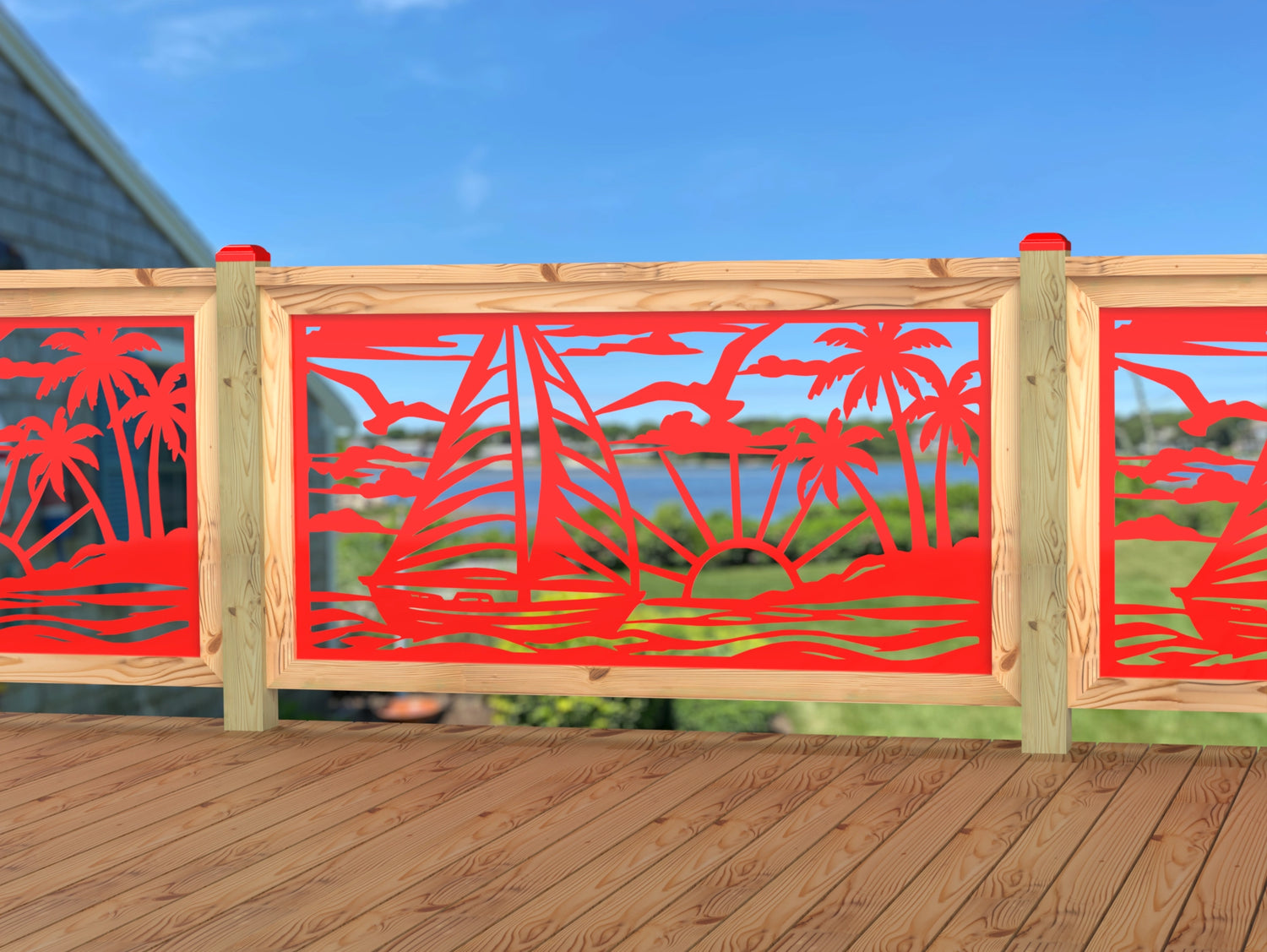 Sailboat at Sunset Railing Panel Insert