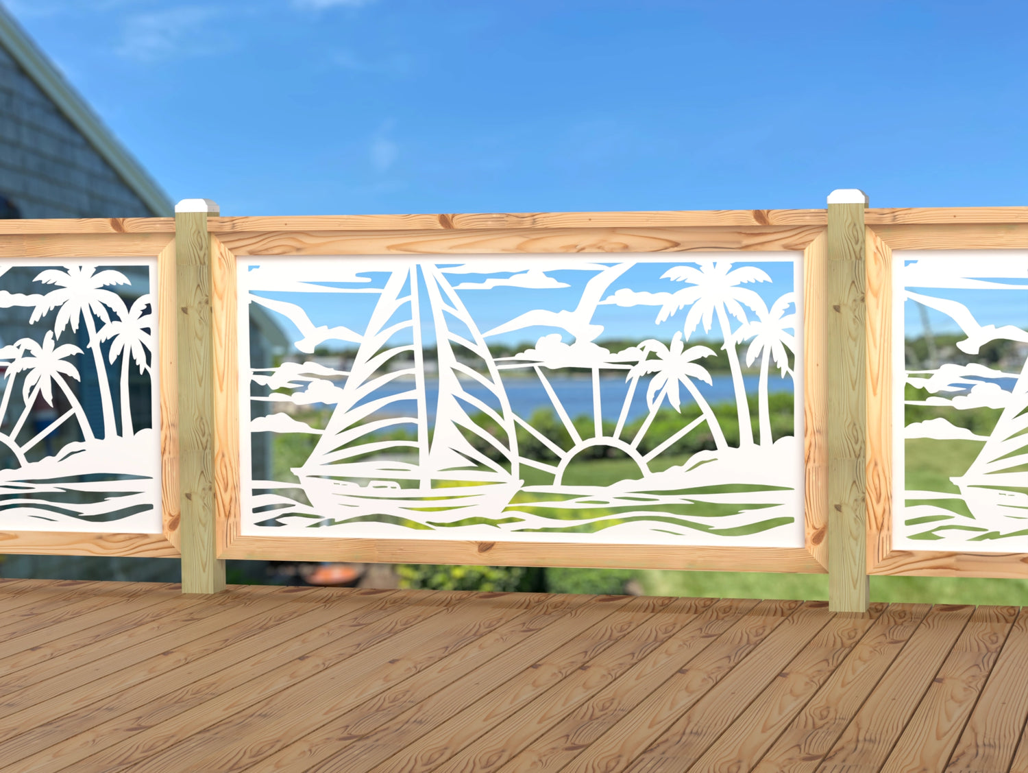 Sailboat at Sunset Railing Panel Insert
