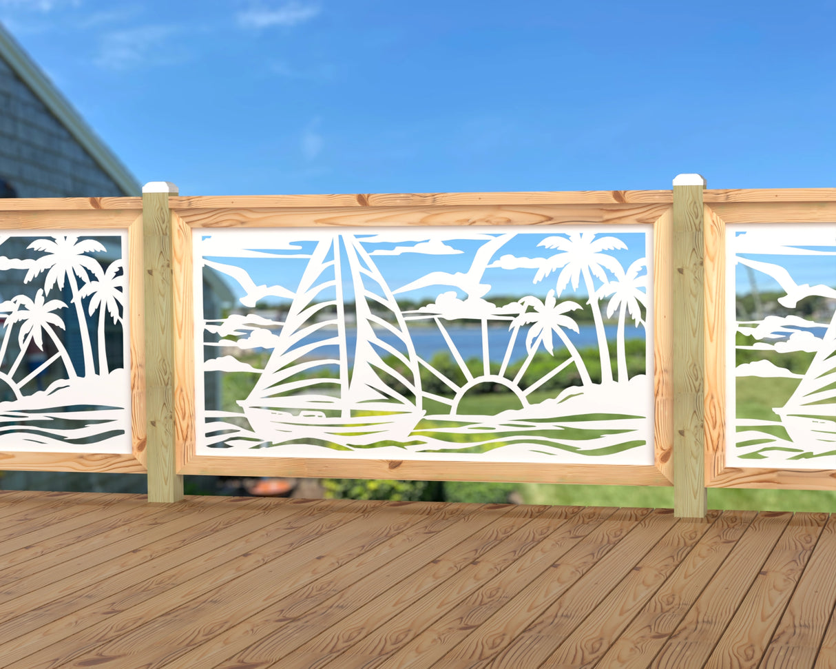 Sailboat at Sunset Railing Panel Insert