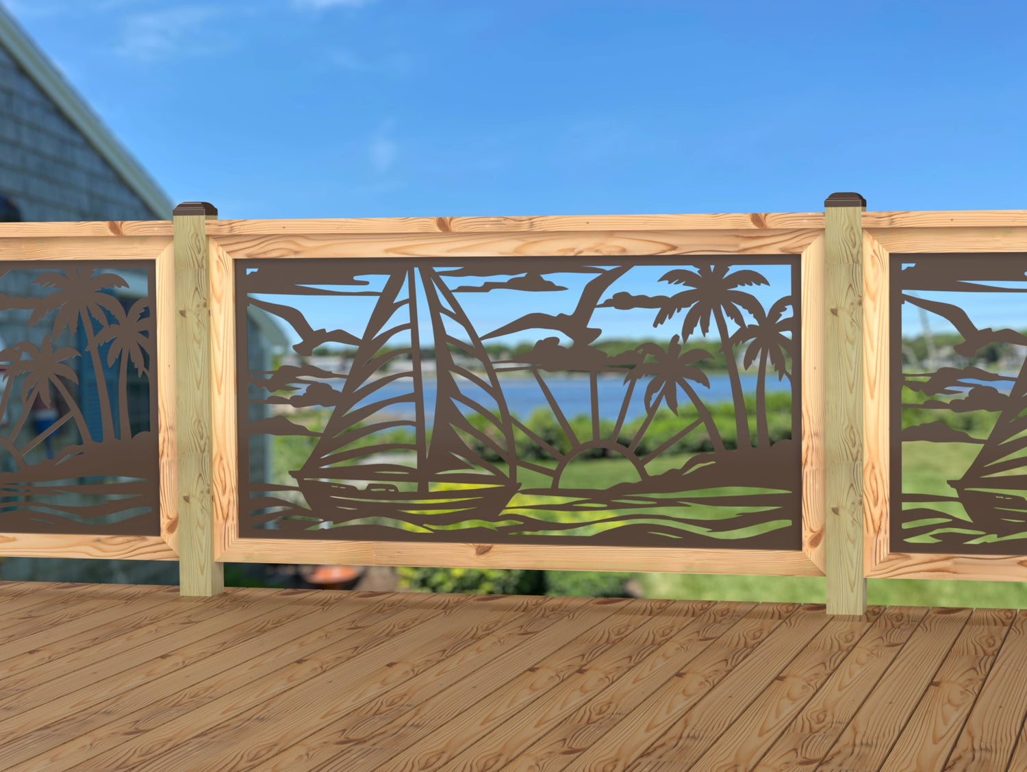 Sailboat at Sunset Railing Panel Insert
