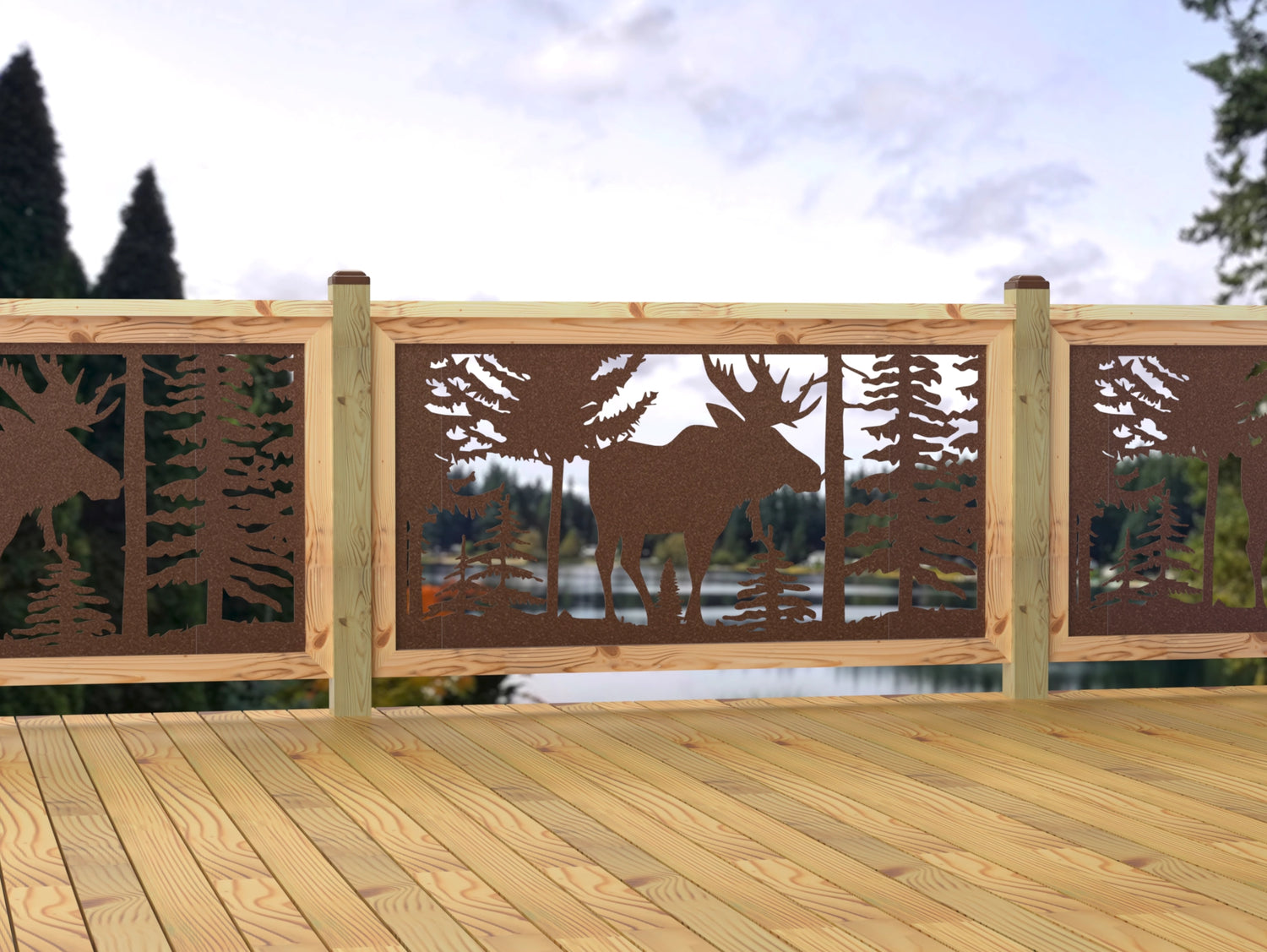 60"x30" - Single Moose Landscape Fence/Gate Panel Insert - Madison Iron and Wood