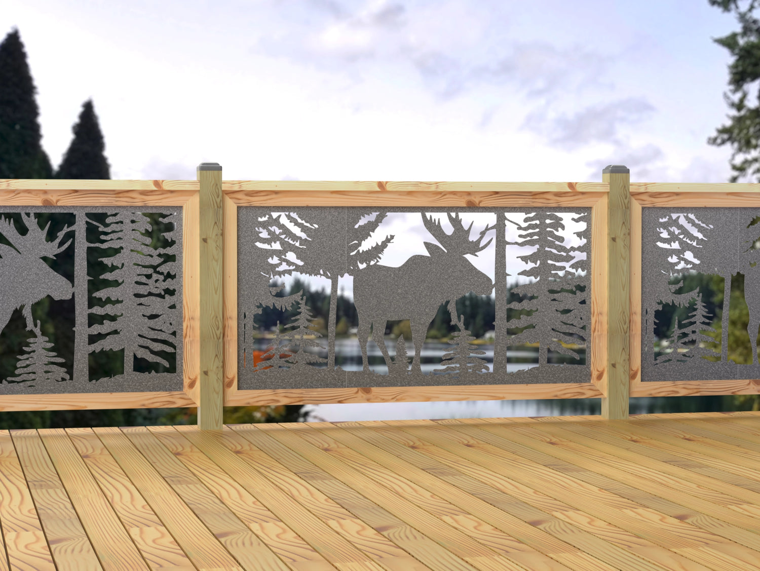 60"x30" - Single Moose Landscape Fence/Gate Panel Insert - Madison Iron and Wood