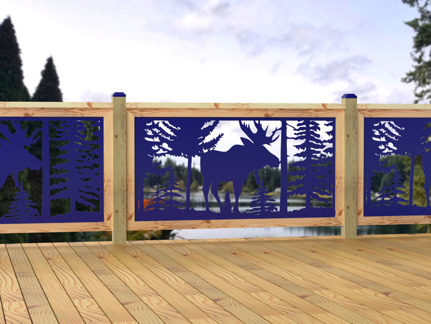 60"x30" - Single Moose Landscape Fence/Gate Panel Insert - Madison Iron and Wood