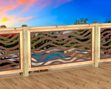 Inserto de panel de barandilla con paisaje forestal