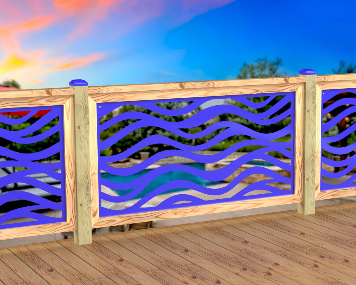 Inserto de panel de barandilla con paisaje forestal