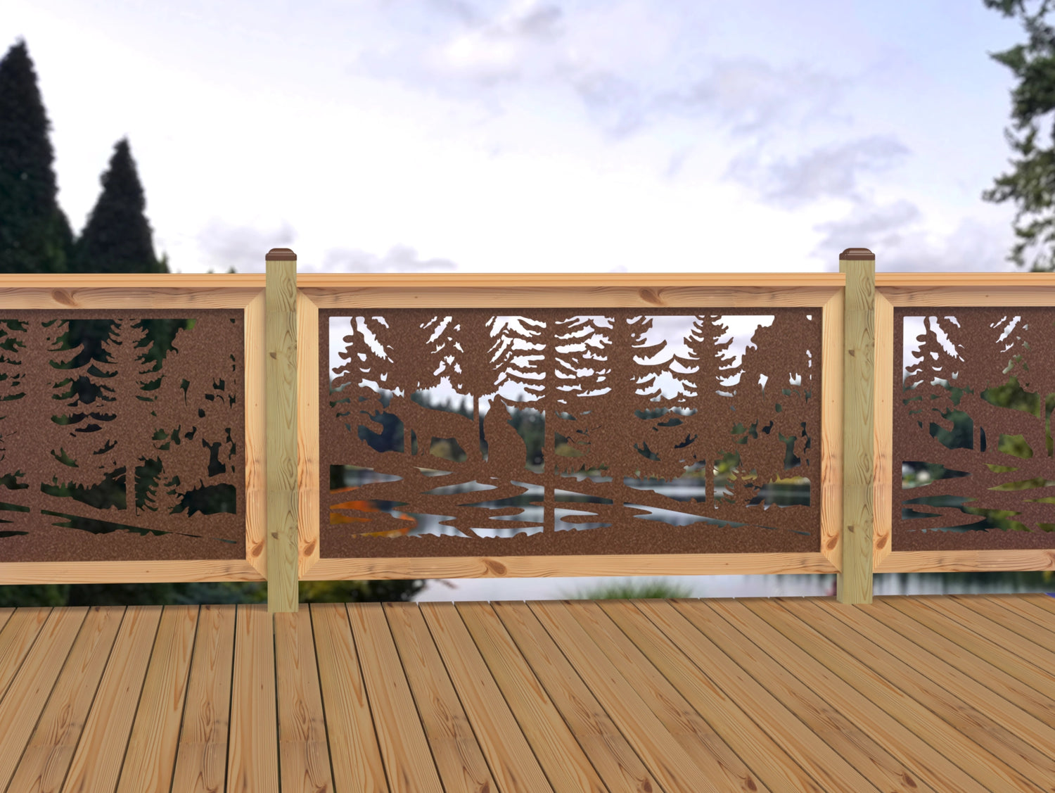 60"x30" - Wolves Howling Fence/Gate Panel Insert - Madison Iron and Wood