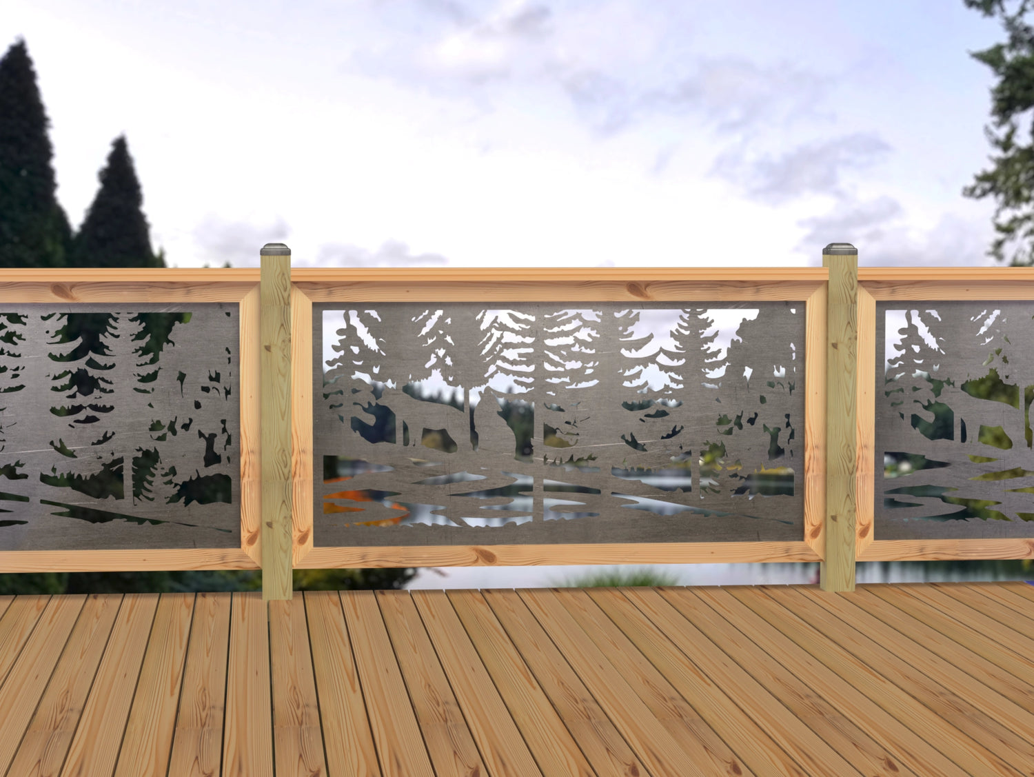 60"x30" - Wolves Howling Fence/Gate Panel Insert - Madison Iron and Wood