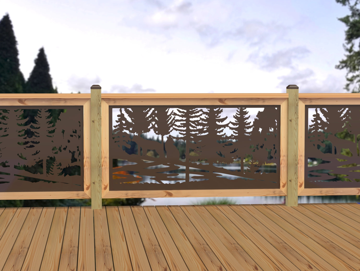 60"x30" - Wolves Howling Fence/Gate Panel Insert - Madison Iron and Wood