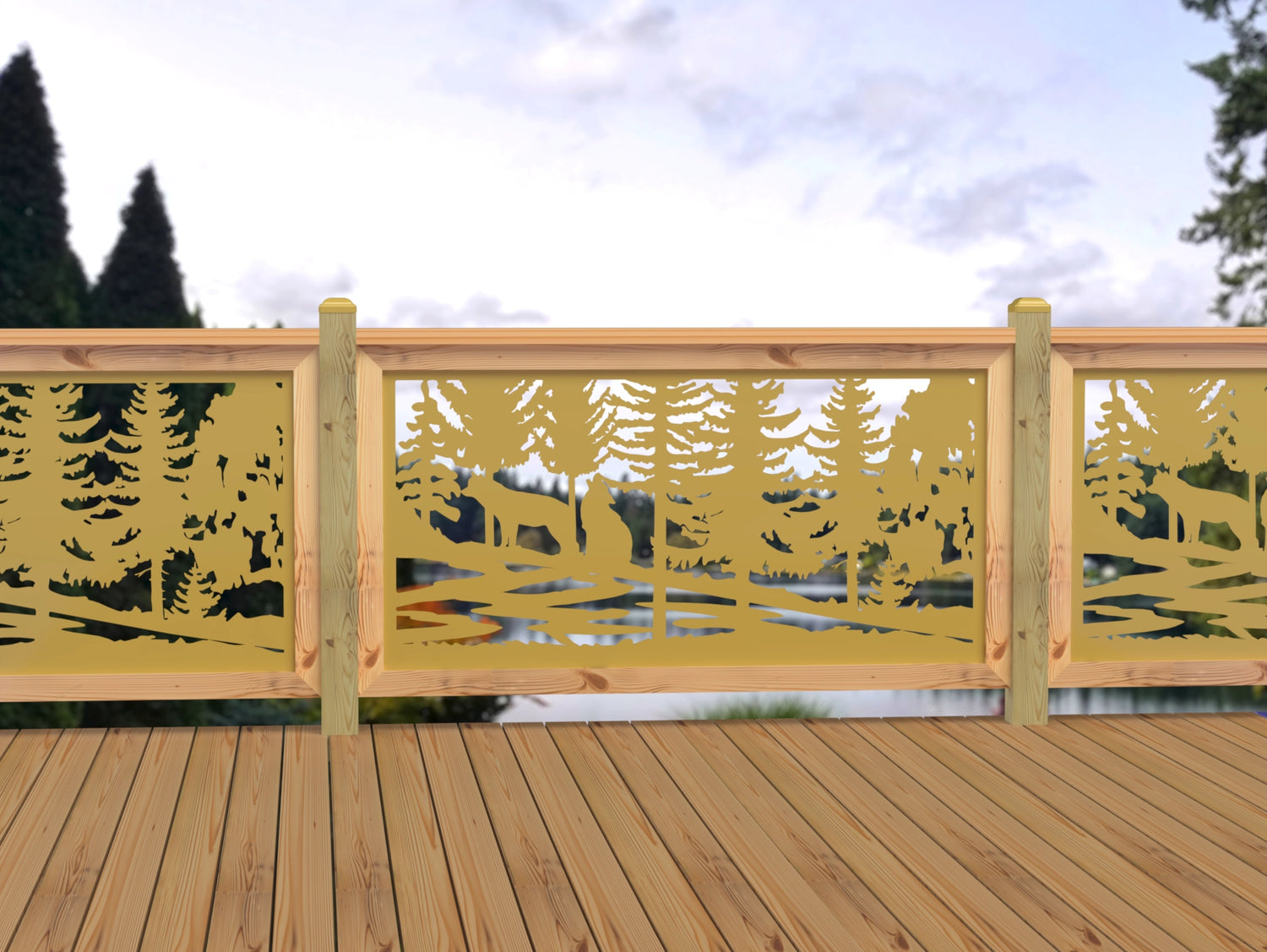 60"x30" - Wolves Howling Fence/Gate Panel Insert - Madison Iron and Wood