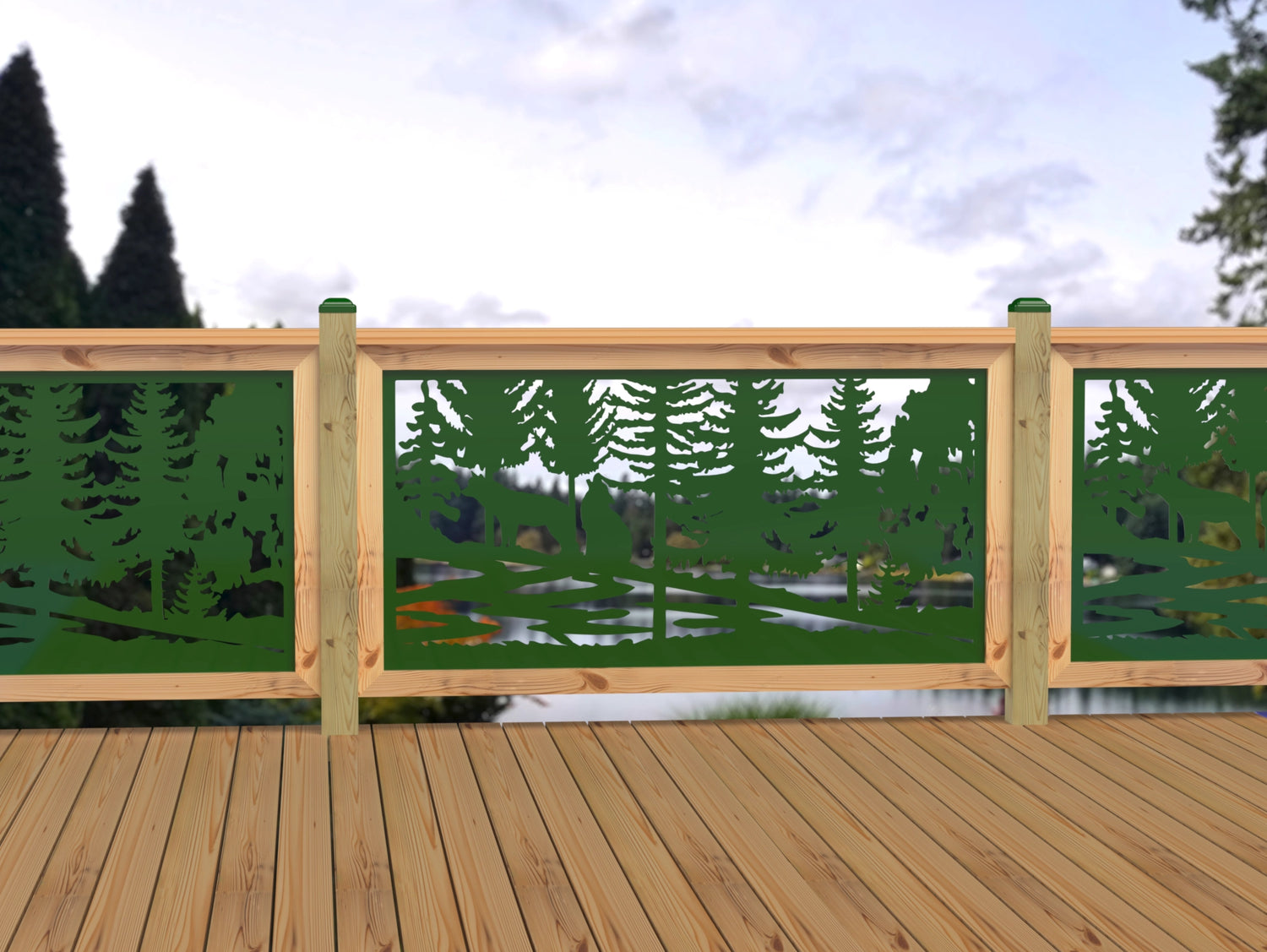 60"x30" - Wolves Howling Fence/Gate Panel Insert - Madison Iron and Wood