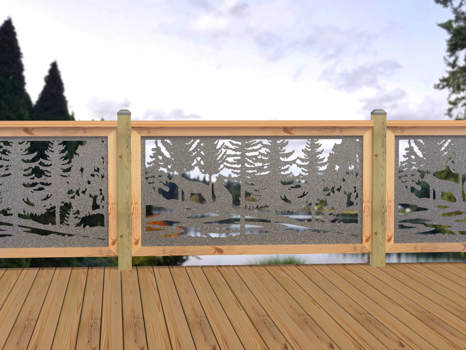 60"x30" - Wolves Howling Fence/Gate Panel Insert - Madison Iron and Wood