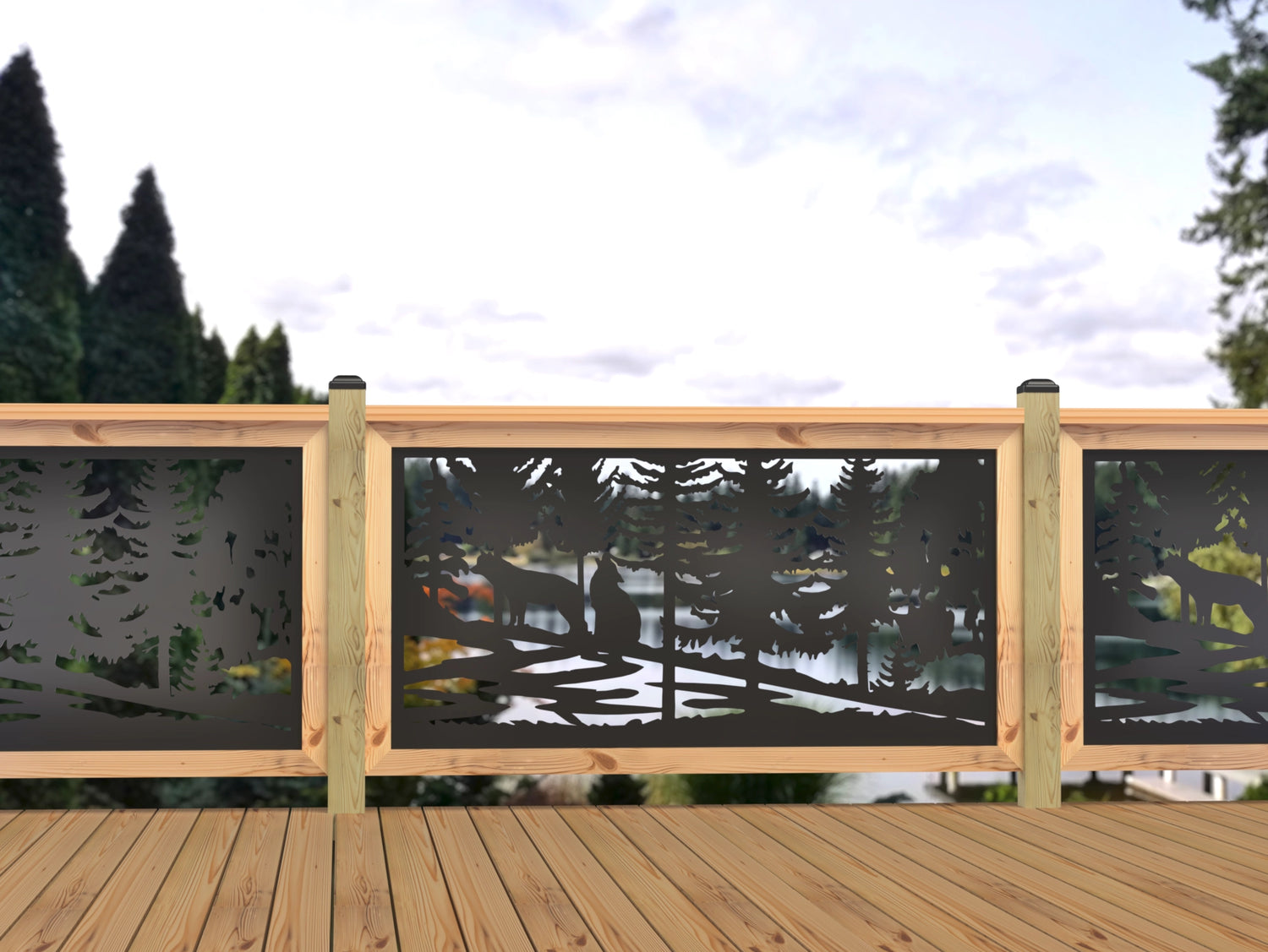 60"x30" - Wolves Howling Fence/Gate Panel Insert - Madison Iron and Wood