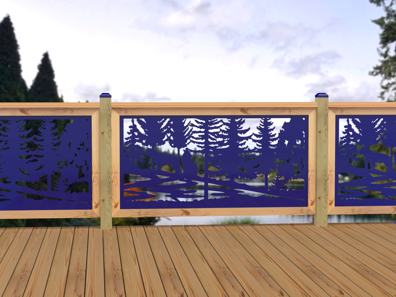 60"x30" - Wolves Howling Fence/Gate Panel Insert - Madison Iron and Wood