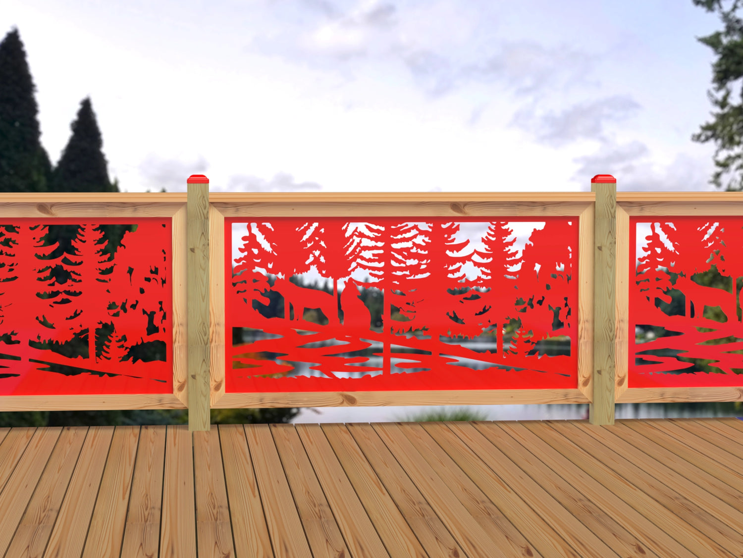 60"x30" - Wolves Howling Fence/Gate Panel Insert - Madison Iron and Wood