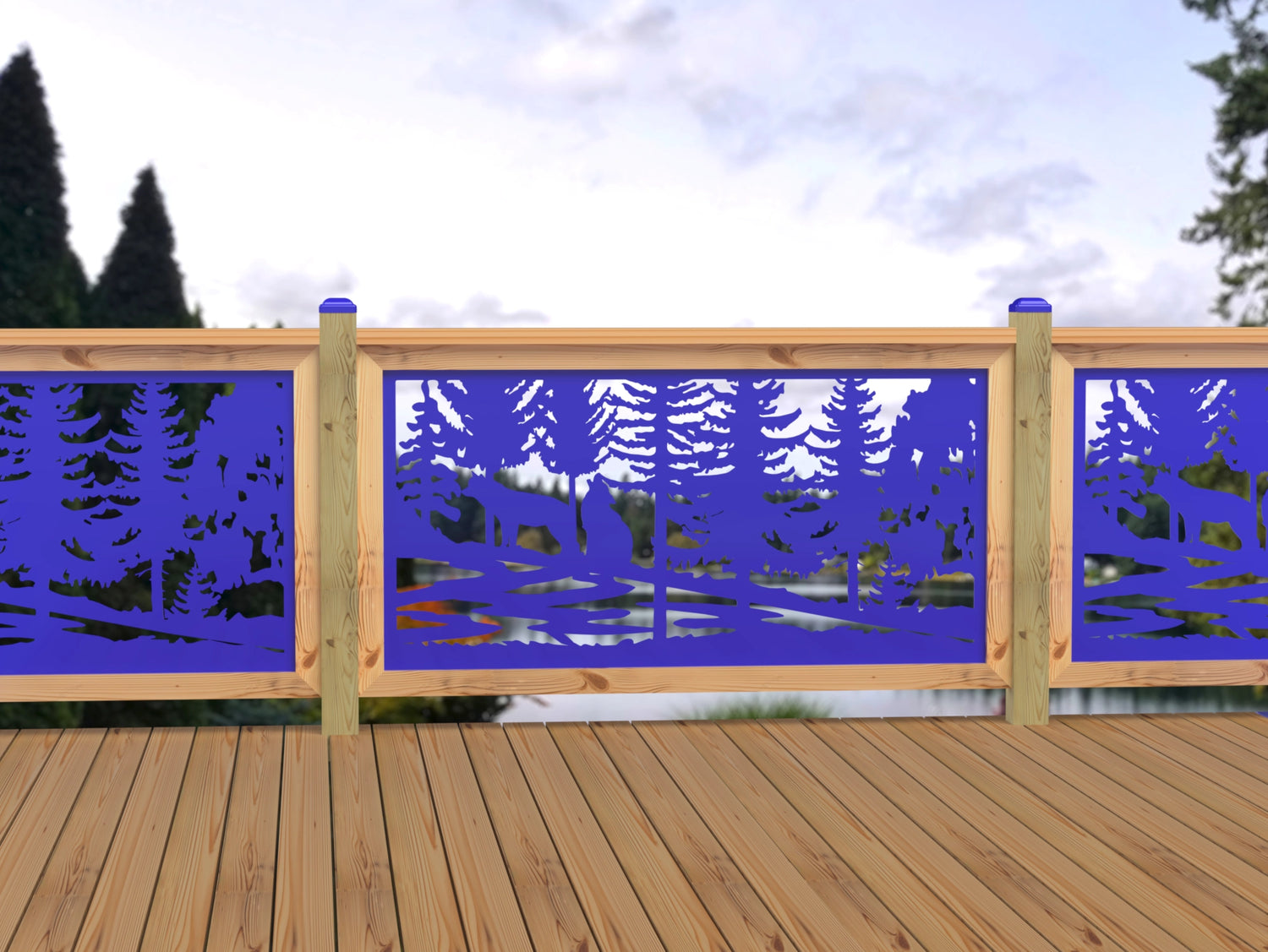 60"x30" - Wolves Howling Fence/Gate Panel Insert - Madison Iron and Wood