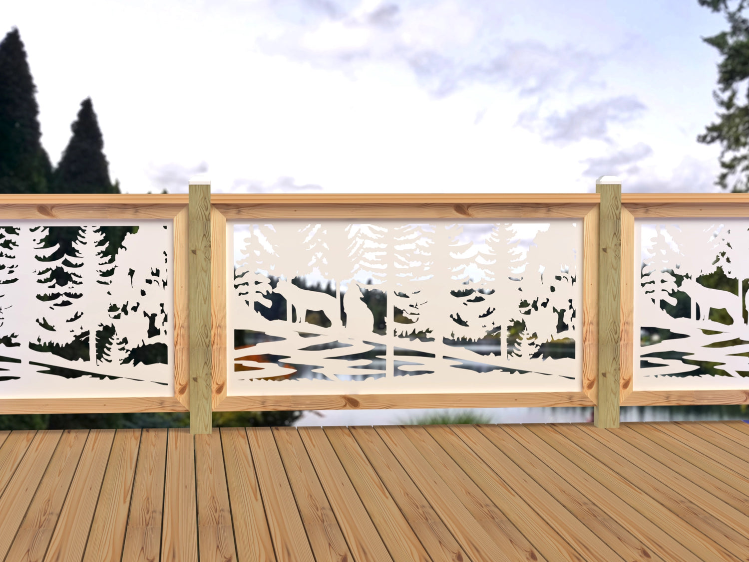 60"x30" - Wolves Howling Fence/Gate Panel Insert - Madison Iron and Wood