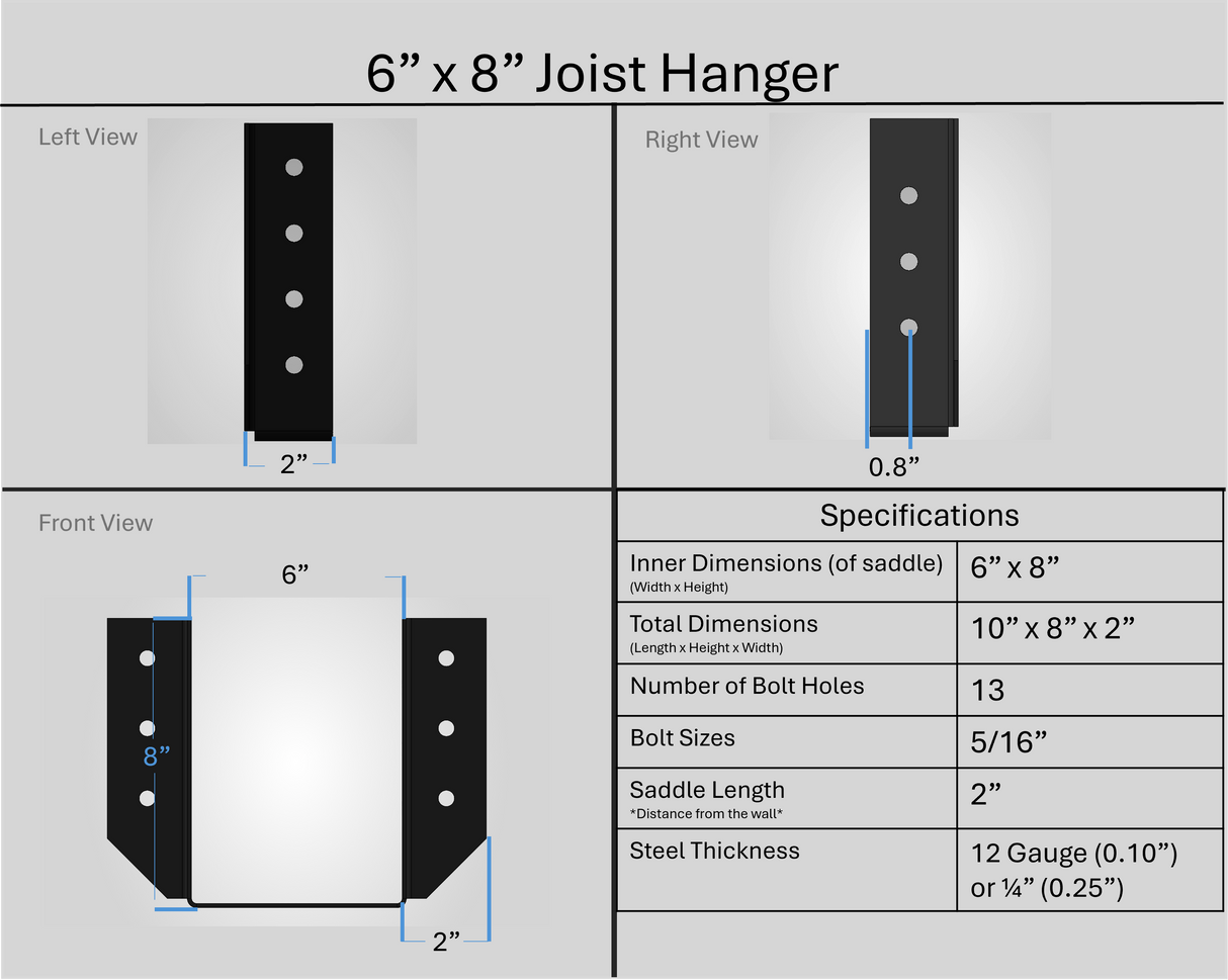 Support de suspension pour solive 2"x6"