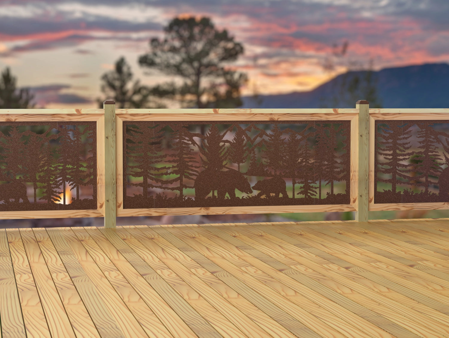 80"x30" - Bear Landscape Fence/Gate Panel Insert - Madison Iron and Wood