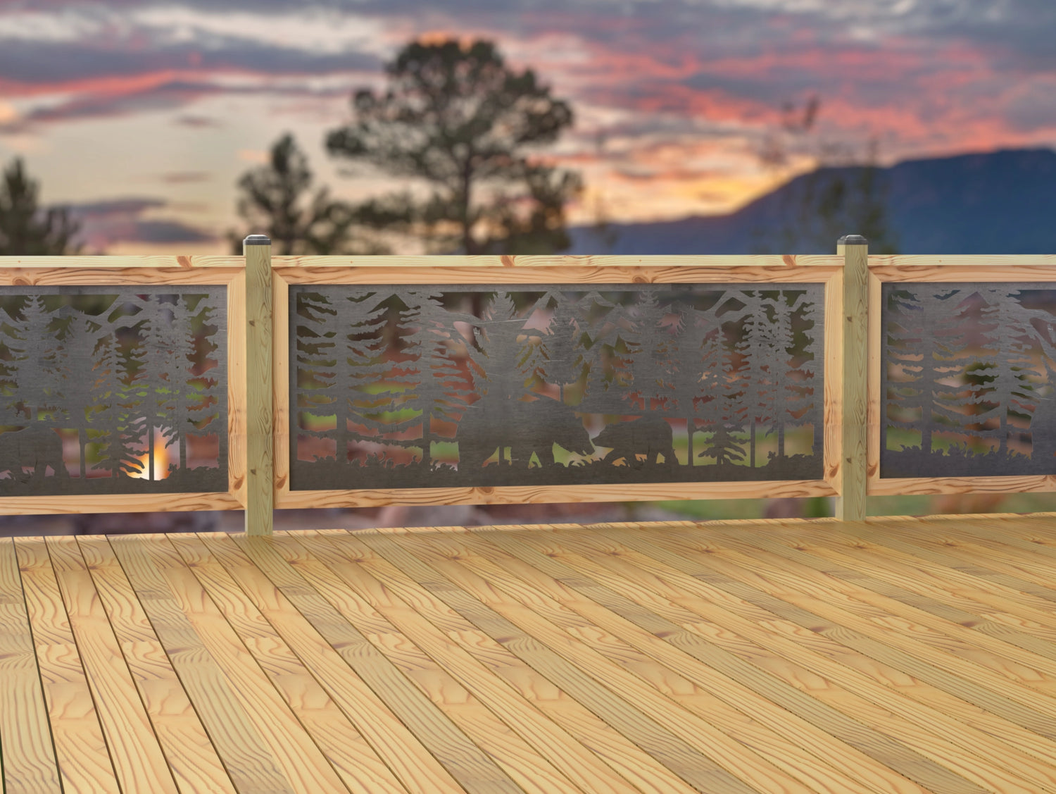 80"x30" - Bear Landscape Fence/Gate Panel Insert - Madison Iron and Wood