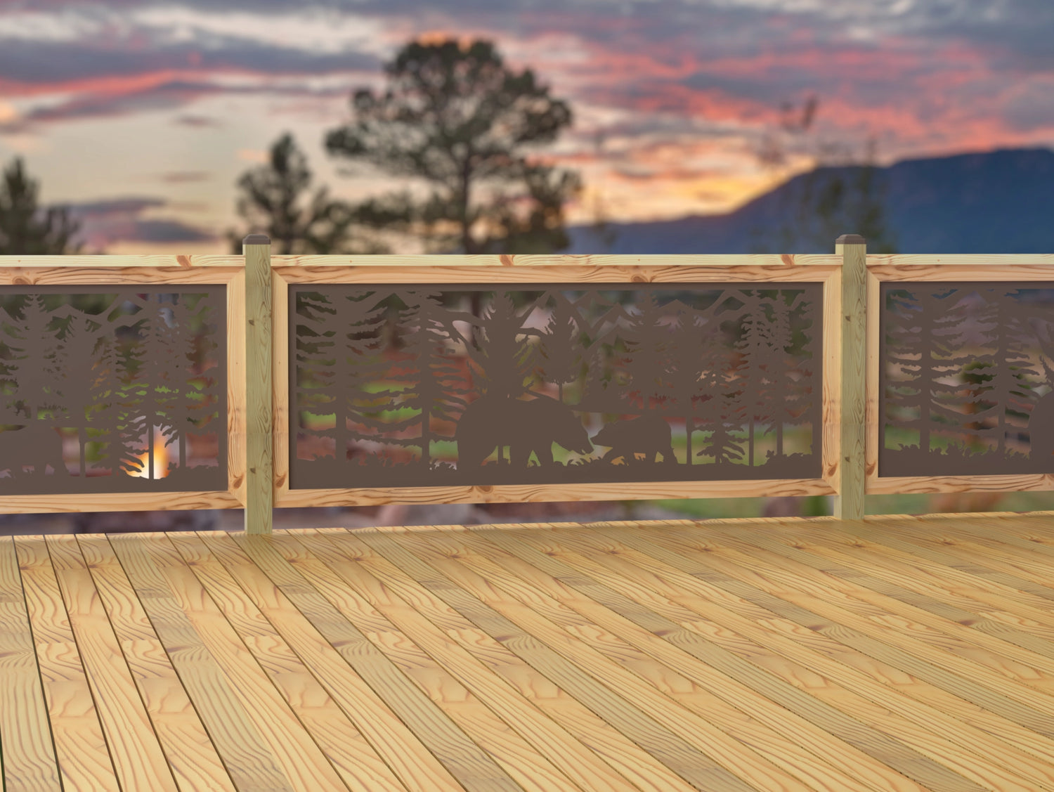 80"x30" - Bear Landscape Fence/Gate Panel Insert - Madison Iron and Wood