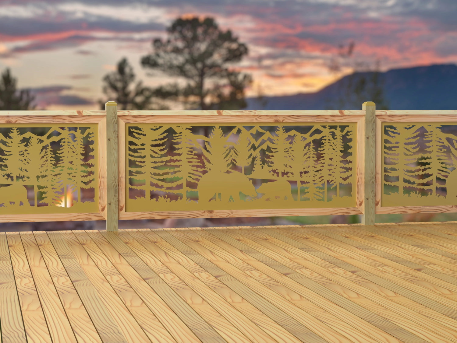 80"x30" - Bear Landscape Fence/Gate Panel Insert - Madison Iron and Wood