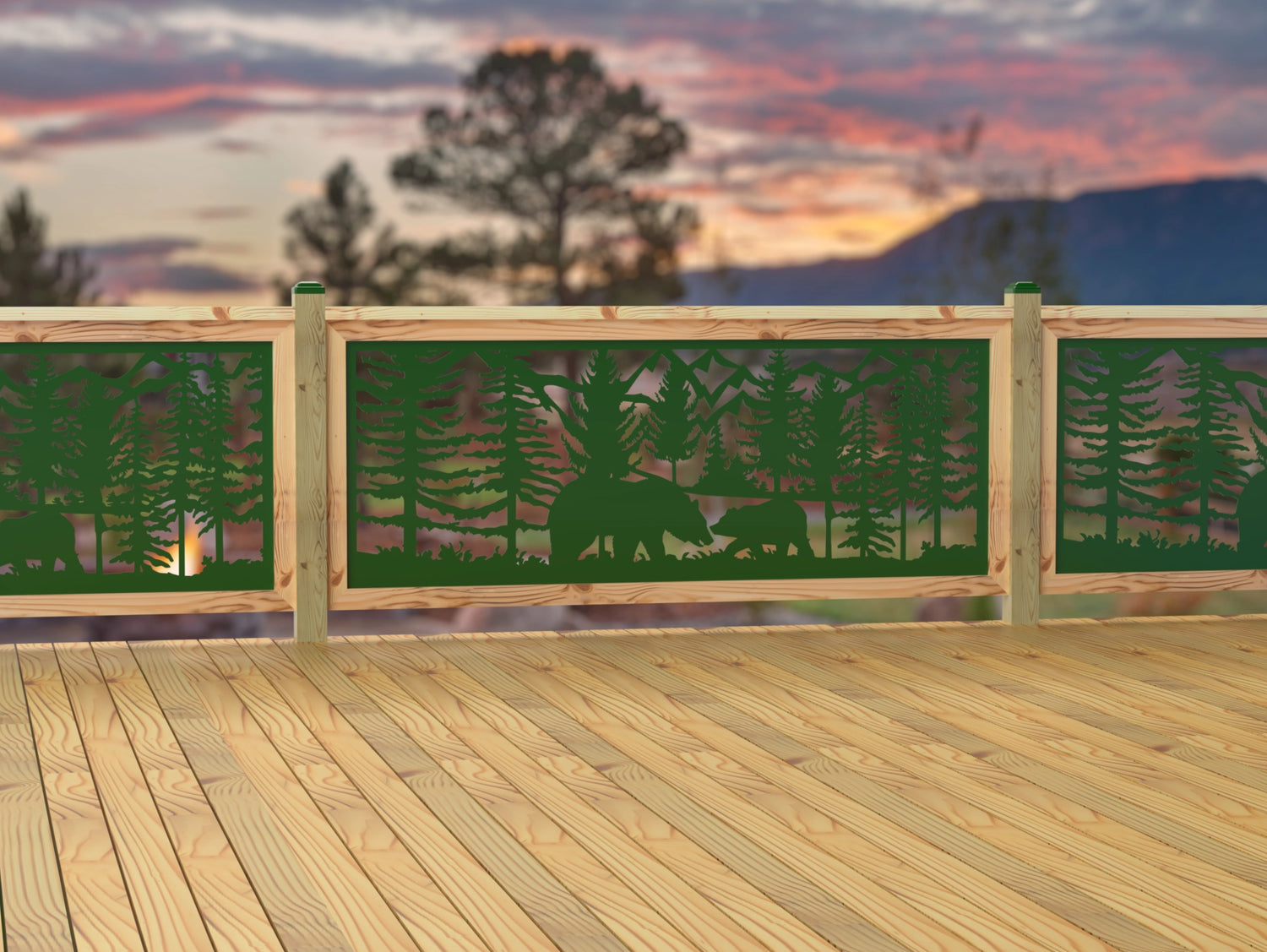 80"x30" - Bear Landscape Fence/Gate Panel Insert - Madison Iron and Wood