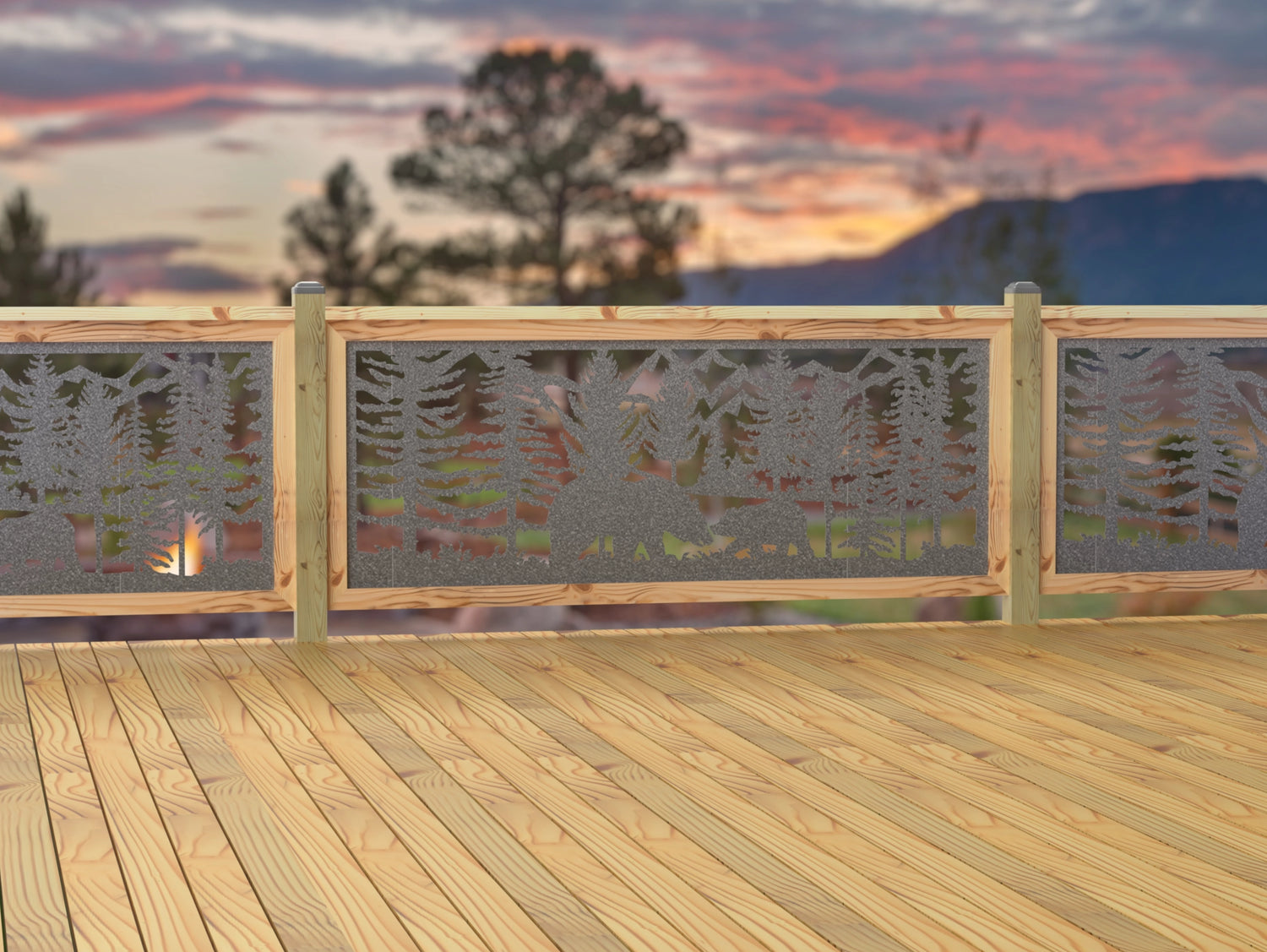 80"x30" - Bear Landscape Fence/Gate Panel Insert - Madison Iron and Wood