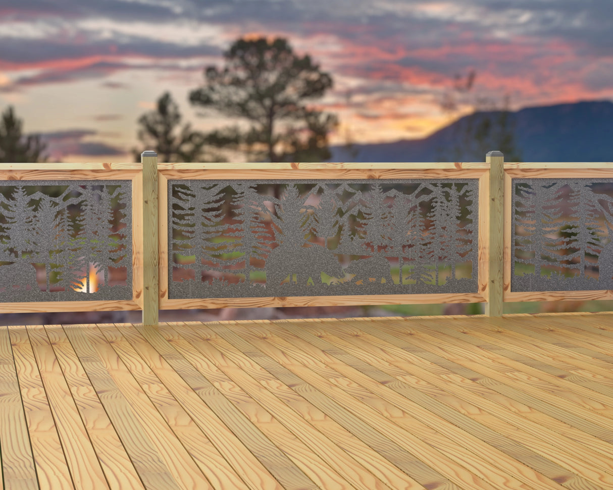 80"x30" - Bear Landscape Fence/Gate Panel Insert - Madison Iron and Wood