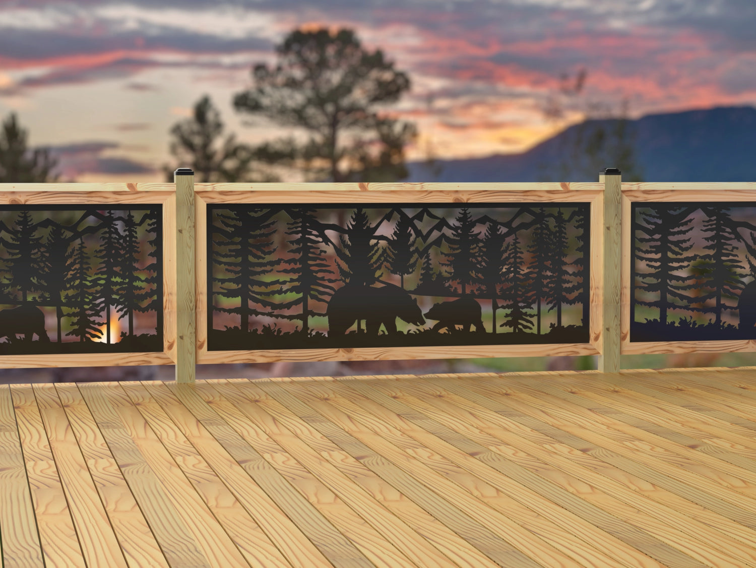 80"x30" - Bear Landscape Fence/Gate Panel Insert - Madison Iron and Wood