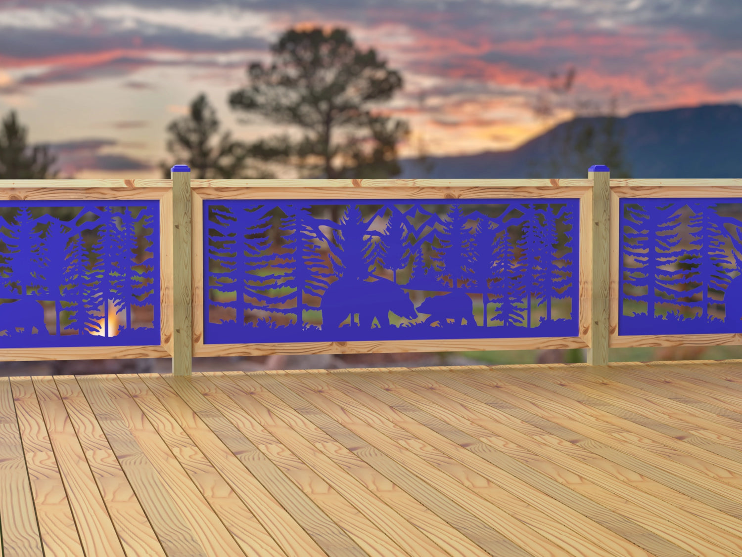 80"x30" - Bear Landscape Fence/Gate Panel Insert - Madison Iron and Wood