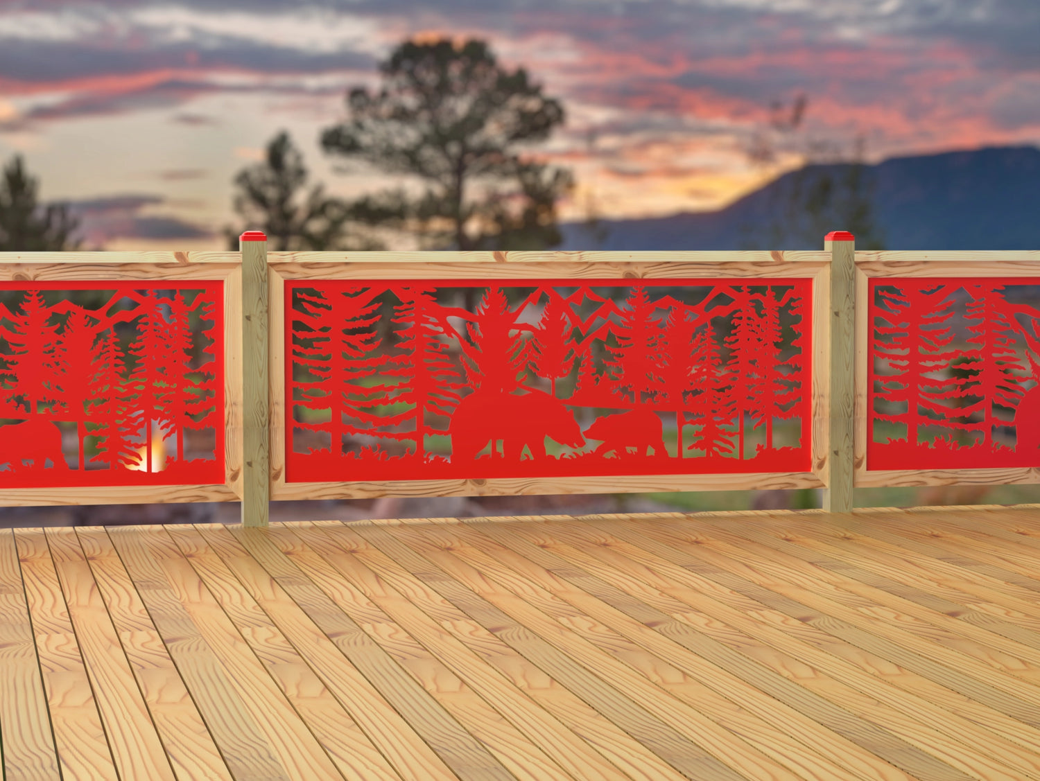 80"x30" - Bear Landscape Fence/Gate Panel Insert - Madison Iron and Wood