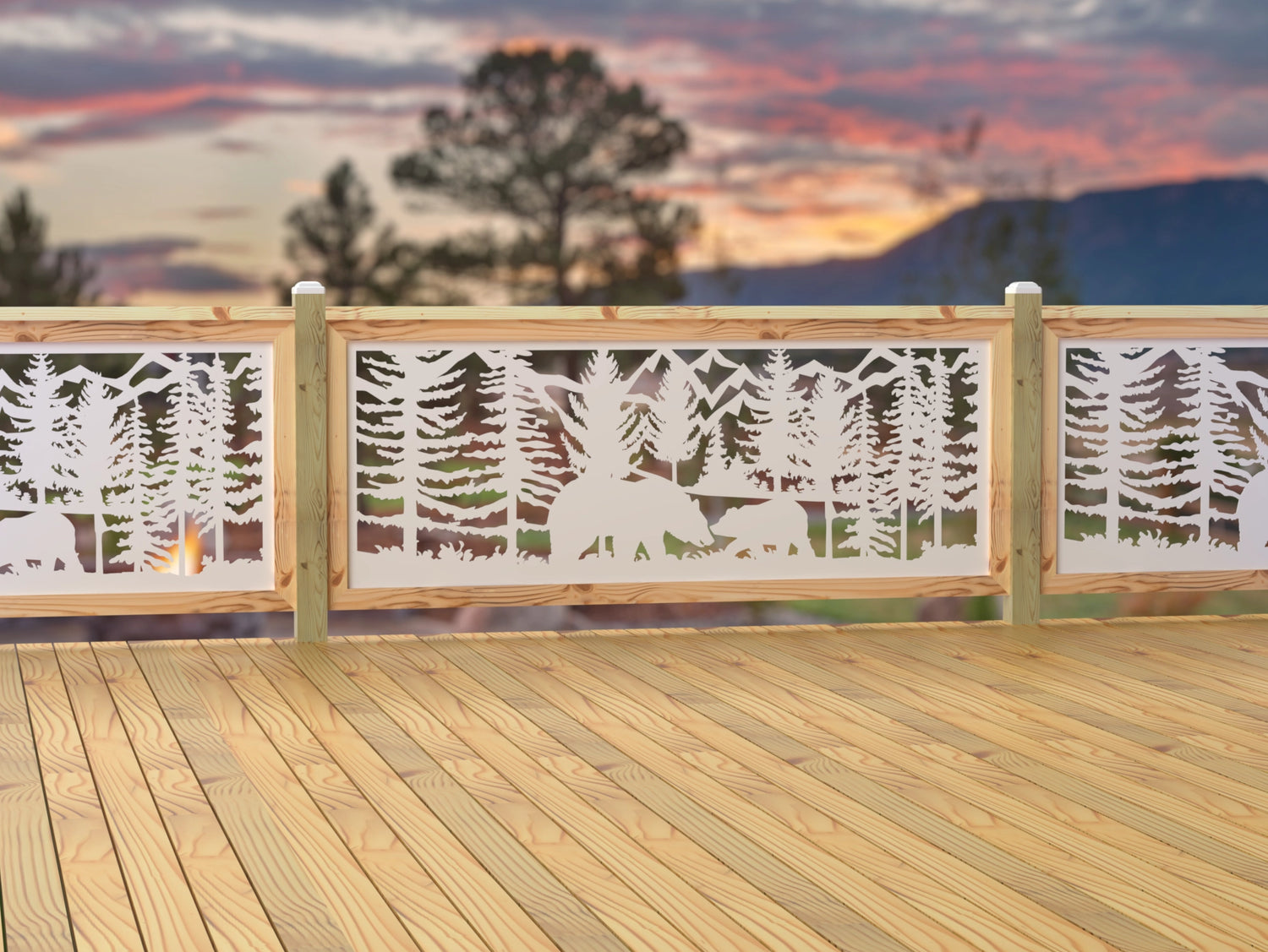 80"x30" - Bear Landscape Fence/Gate Panel Insert - Madison Iron and Wood