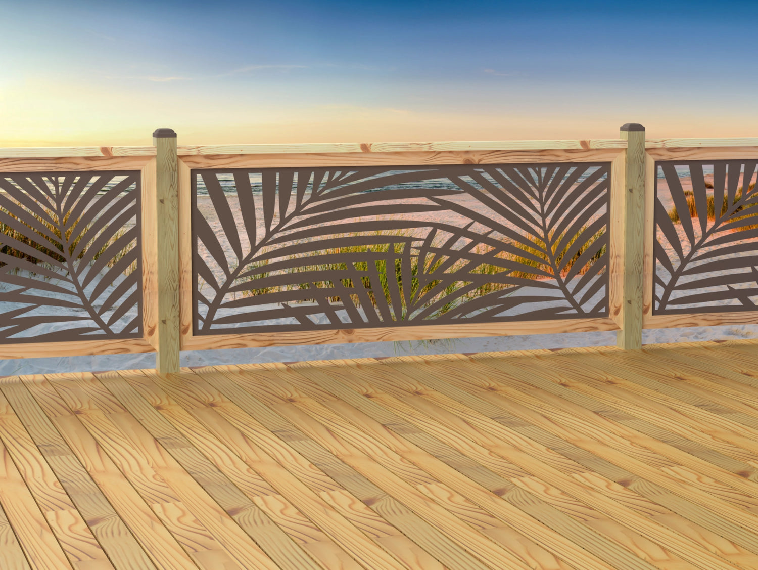 80"x30" - Palm Leaf Pattern Fence/Gate Panel Insert - Madison Iron and Wood