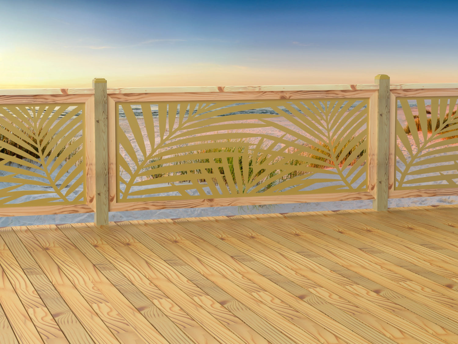 80"x30" - Palm Leaf Pattern Fence/Gate Panel Insert - Madison Iron and Wood