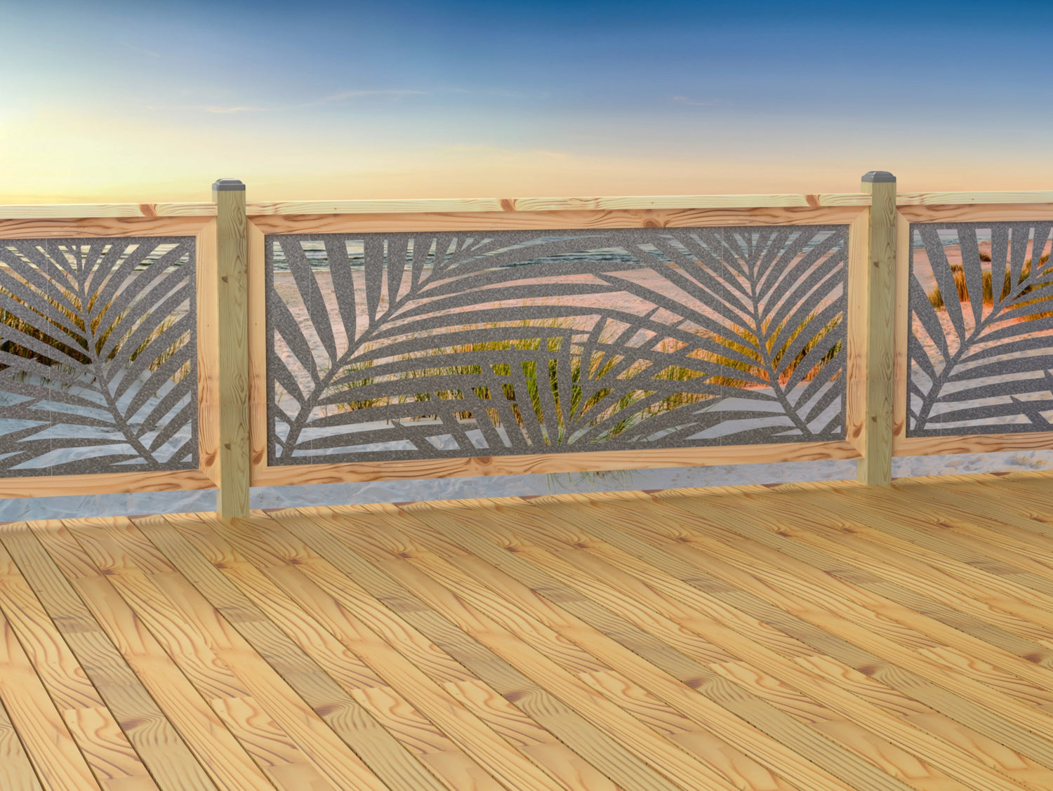 80"x30" - Palm Leaf Pattern Fence/Gate Panel Insert - Madison Iron and Wood