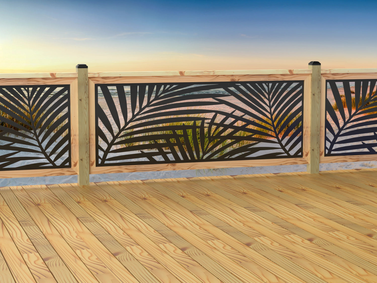 80"x30" - Palm Leaf Pattern Fence/Gate Panel Insert - Madison Iron and Wood