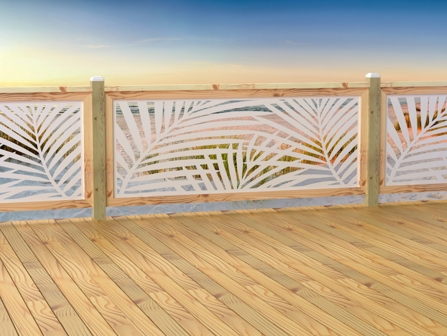 80"x30" - Palm Leaf Pattern Fence/Gate Panel Insert - Madison Iron and Wood