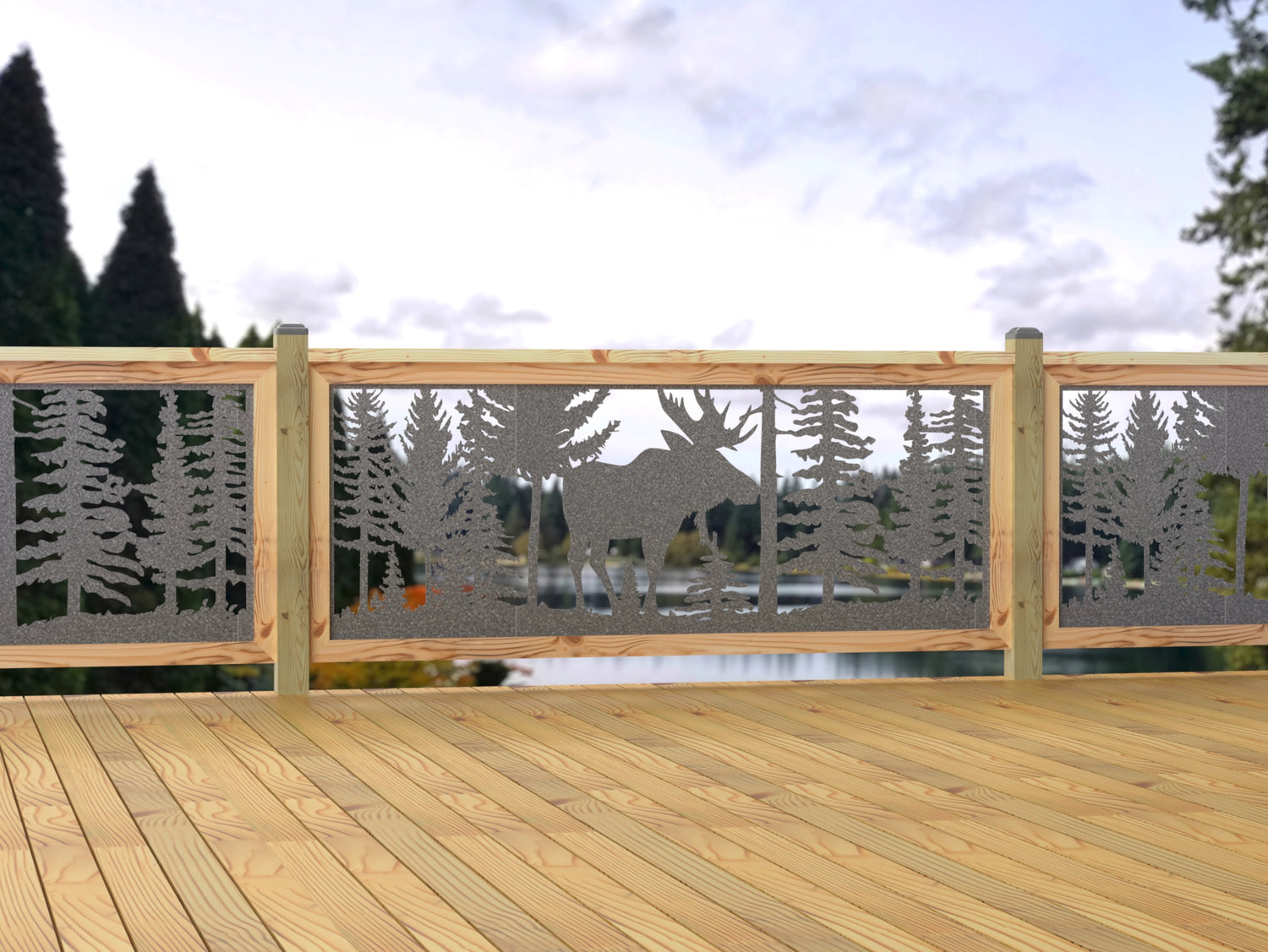 80"x30" - Single Moose Landscape Fence/Gate Panel Insert - Madison Iron and Wood