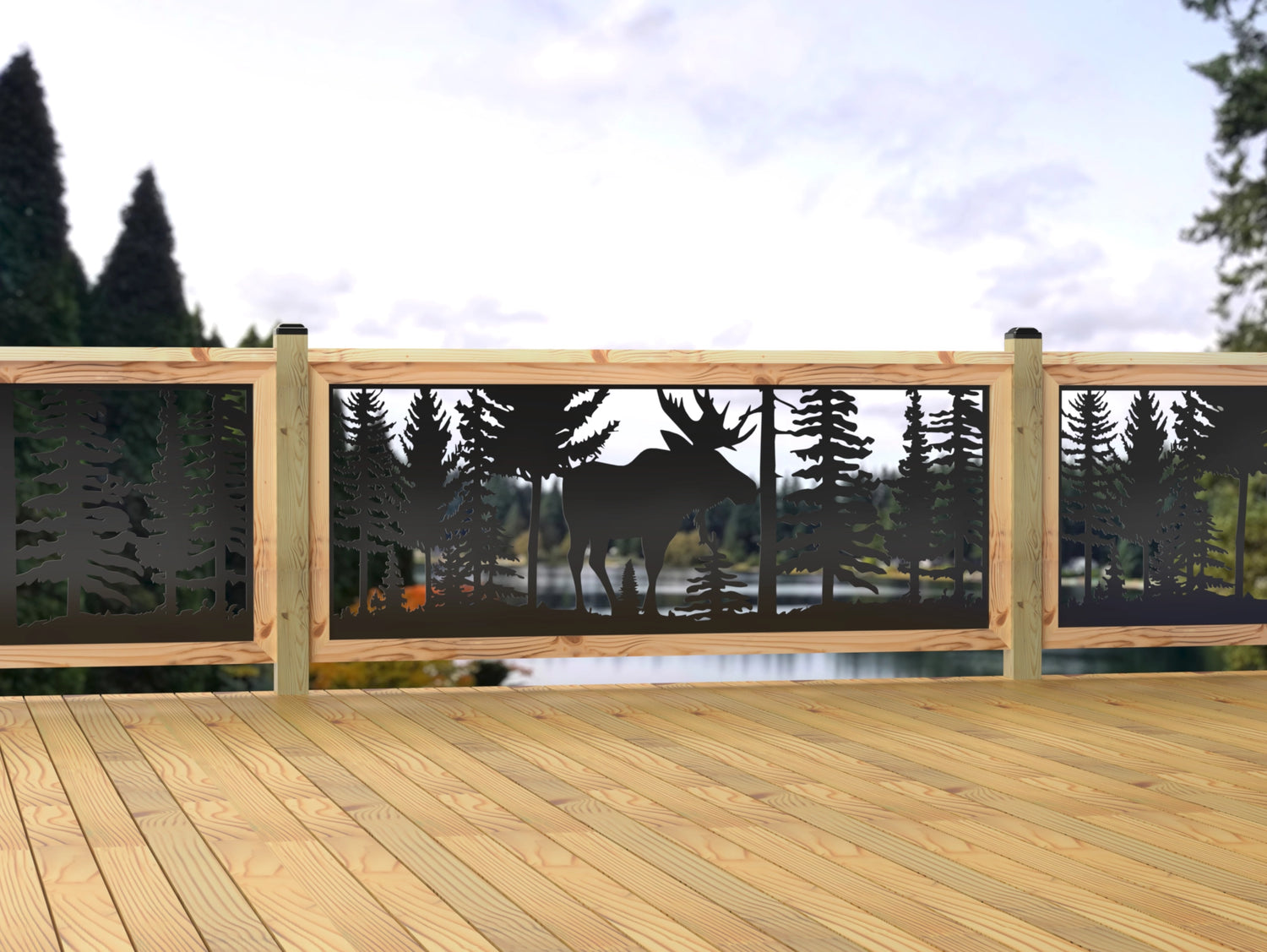 80"x30" - Single Moose Landscape Fence/Gate Panel Insert - Madison Iron and Wood