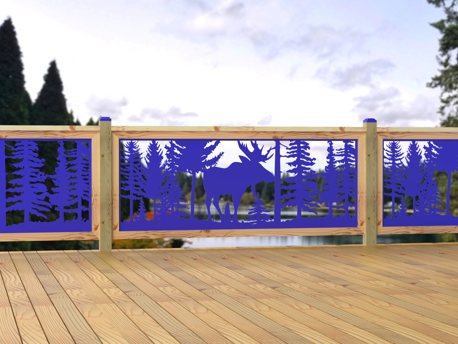 80"x30" - Single Moose Landscape Fence/Gate Panel Insert - Madison Iron and Wood