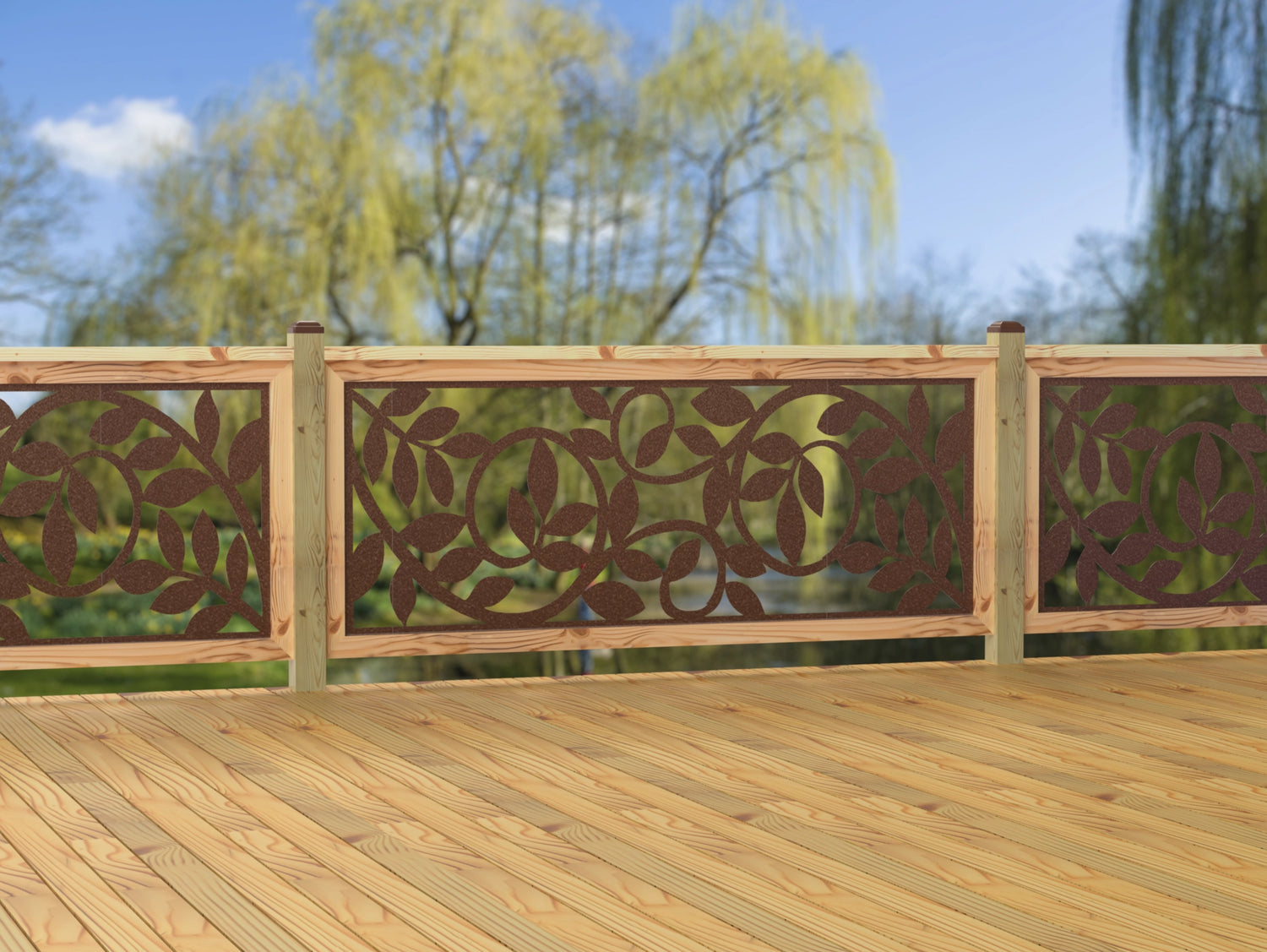 80"x30" - Vine Pattern Fence/Gate Panel Insert - Madison Iron and Wood