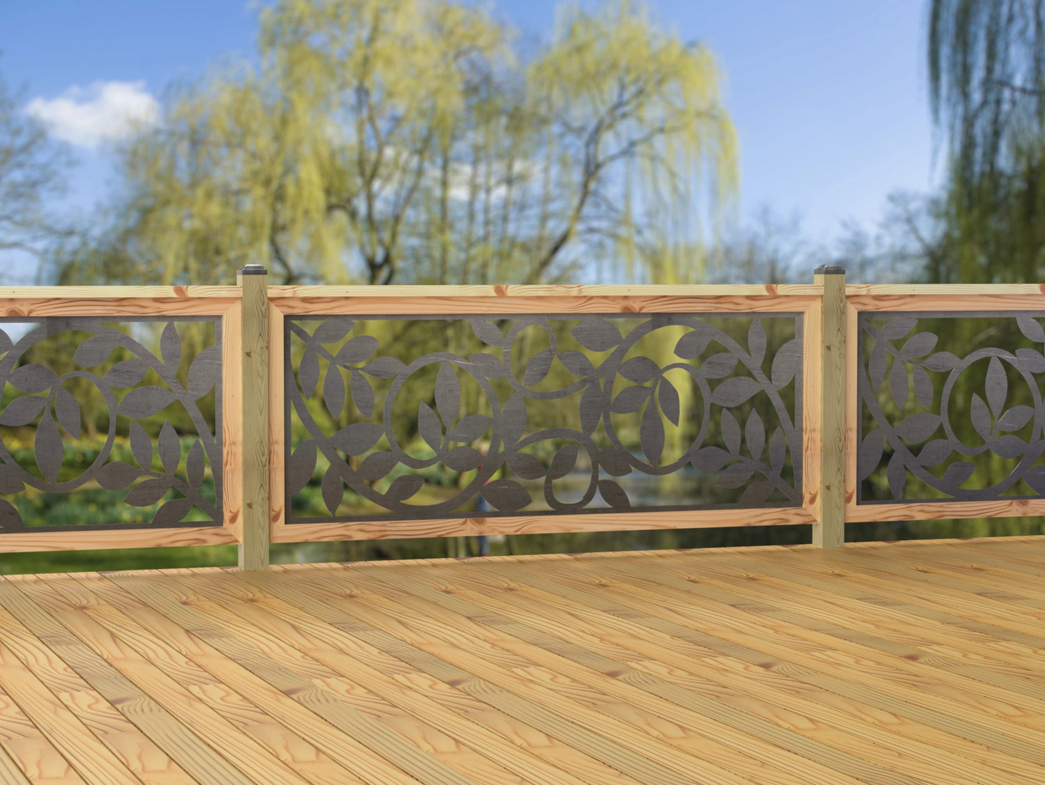 80"x30" - Vine Pattern Fence/Gate Panel Insert - Madison Iron and Wood