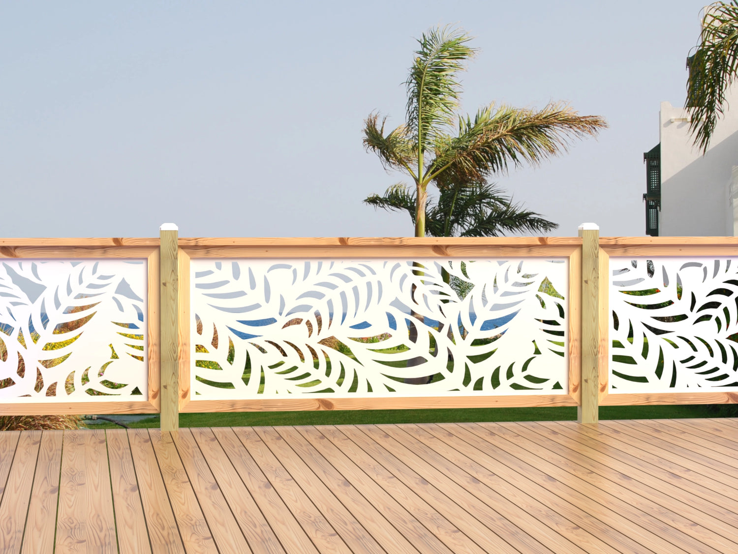 80"x30" - Budding Palm Leaf Pattern Fence/Gate Panel Insert - Madison Iron and Wood