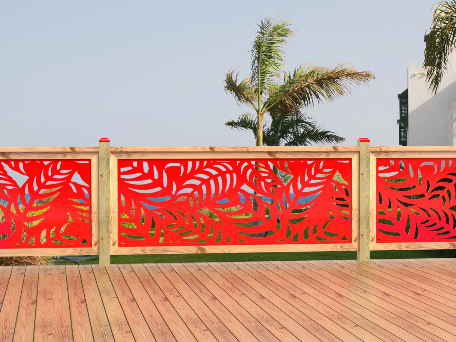 80"x30" - Budding Palm Leaf Pattern Fence/Gate Panel Insert - Madison Iron and Wood