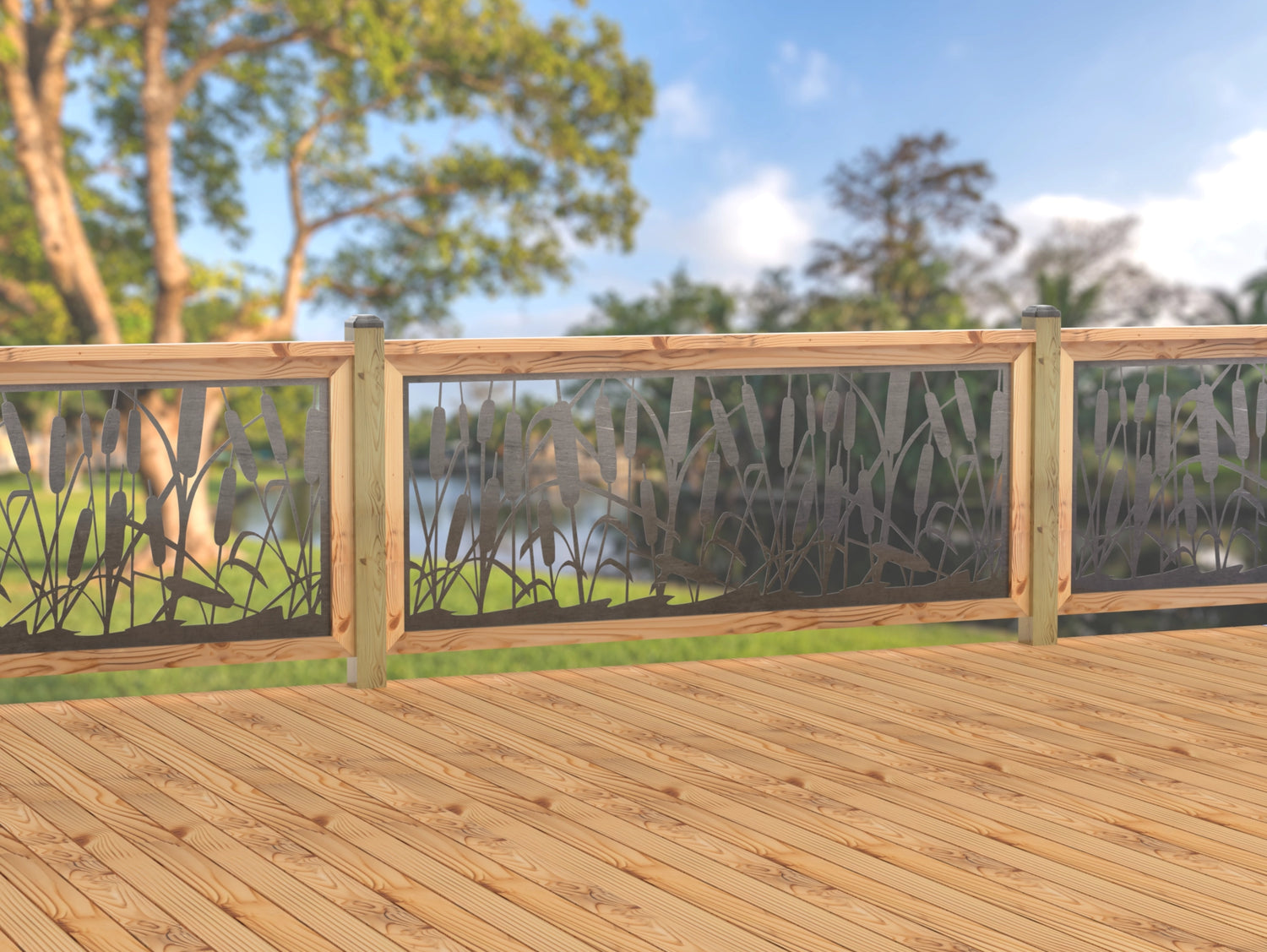 80"x30" - Cattails Fence/Gate Panel Insert - Madison Iron and Wood