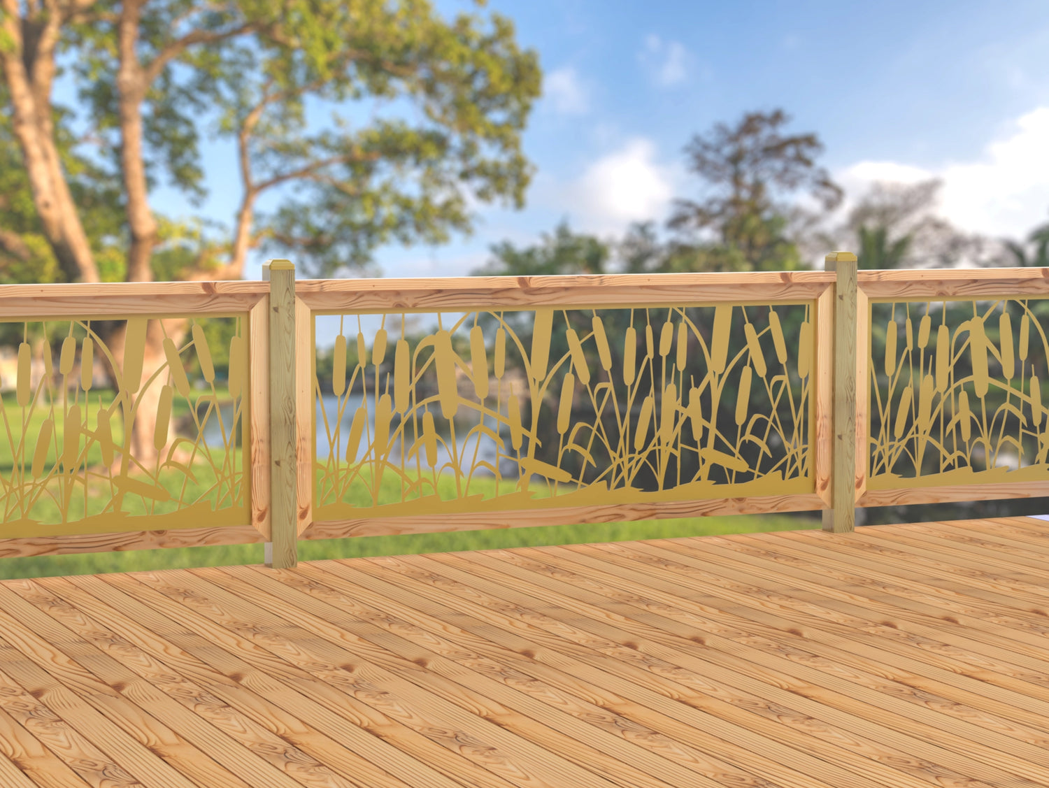 80"x30" - Cattails Fence/Gate Panel Insert - Madison Iron and Wood