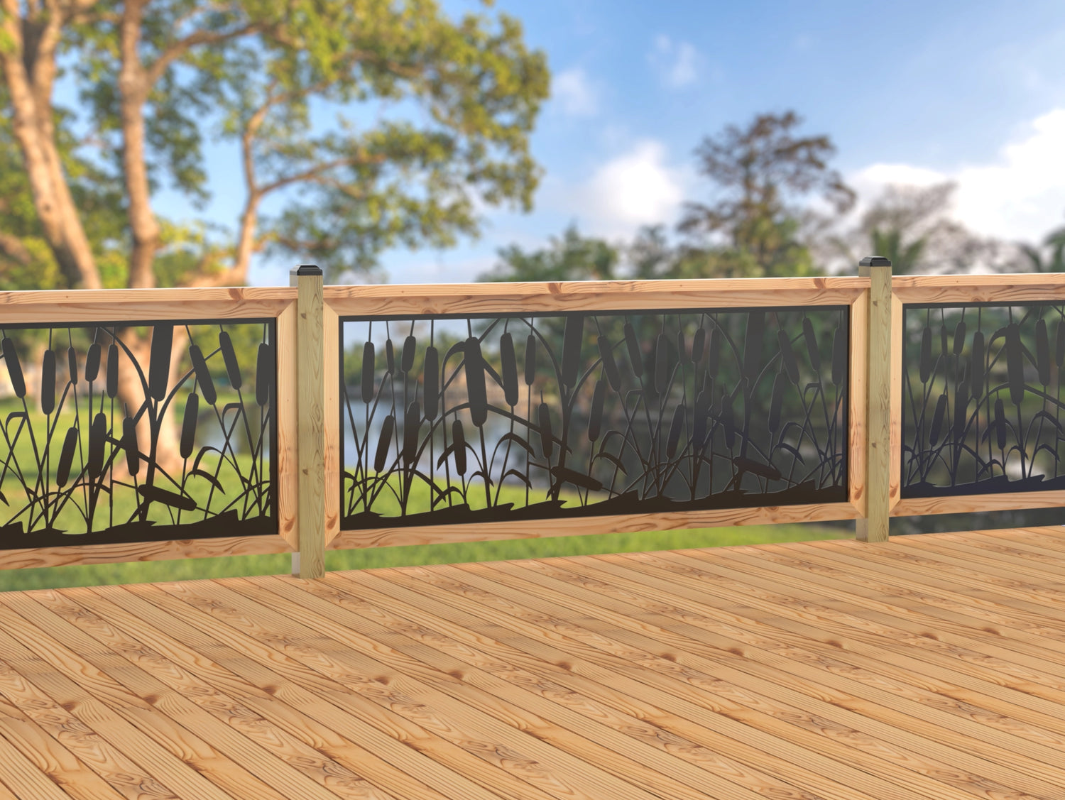 80"x30" - Cattails Fence/Gate Panel Insert - Madison Iron and Wood